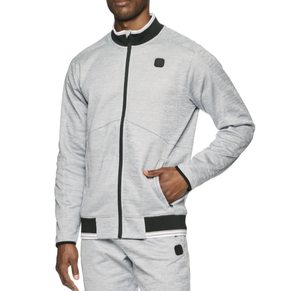 AND1 Mens Size L Dribble Mock Neck Jacket Sleet Heather